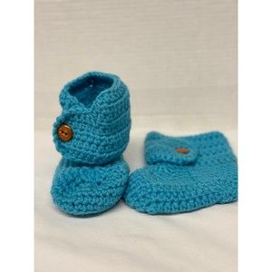 Booties Baby booties shoes boots Toddler child kids turquoise handmade pajamas